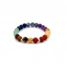 18K Gold Money Ball Lucky Charm Beads Bracelet Gemstones Matte Chakra 6mm