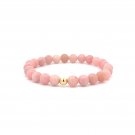 Natural Opal Pink Gemstones 6mm Stretchable Bracelet 18k Gold Bead Charm Natural Opal Pink Gemstones 6mm Stretchable Bracelet 18k Gold Bead Charm