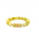 18K Gold Money Bag Lucky Charm Beads Bracelet Gemstones Lemon Jade 8mm