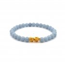 24K Gold Piyao Pixiu Lucky Charm Bracelet Gemstones Natural Angelite 6mm 24K Gold Piyao Pixiu Lucky Charm Bracelet Gemstones Natural Angelite 6mm