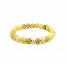 Natural Lemon Jade Gemstones 6mm Stretchable Bracelet 18k Gold Bead Charm