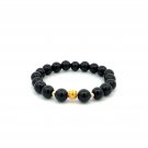 18K Gold Money Ball Lucky Bracelet Beads Gemstones Black Tourmaline 8mm S8