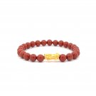 24K Gold Piyao Pixiu Lucky Charm Bracelet Gemstones Red Jasper 6mm 24K Gold Piyao Pixiu Lucky Charm Bracelet Gemstones Red Jasper 6mm
