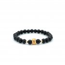 18K Gold Money Bag Lucky Charm Beads Bracelet Gemstones Onyx 6mm