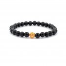 18K Gold Ball Coin Lucky Charm Bracelet Natural Obsidian Gemstones 5.5-6mm 18K Gold Ball Coin Lucky Charm Bracelet Natural Obsidian Gemstones 5.5-6mm