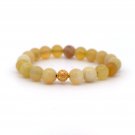 18K Gold Ball Coin Lucky Charm Bracelet Natural Yellow Opal Gemstone 7.5-8mm