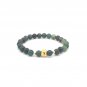 18K Gold Money Bag Lucky Charm Beads Bracelet Gemstones Moss Agate 6mm