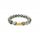 18K Gold Dragon Pixiu Piyao Lucky Bracelet Beads Gemstone Dalmatian Jasper 8mm 18K Gold Dragon Pixiu Piyao Lucky Bracelet Beads Gemstone Dalmatian Jasper 8mm
