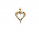 18K Saudi Gold Pendant Heart Two Tone White Yellow Gold Fine Jewelry 1.02 grams
