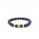 18K Gold Money Bag Lucky Charm Beads Bracelet Gemstones Sapphire 6mm