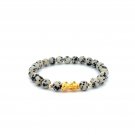 18K Gold Dragon Pixiu Piyao Lucky Bracelet Beads Gemstone Dalmatian Jasper 6mm