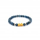18K Gold Dragon Pixiu Piyao Lucky Charm Beads Bracelet Gemstones Kyanite 6mm