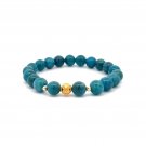 18K Gold Money Ball Lucky Charm Beads Bracelet Gemstones Apatite 8mm