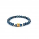 18K Gold Money Bag Lucky Charm Beads Bracelet Gemstones Kyanite 6mm