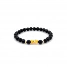 18K Gold Dragon Pixiu Piyao Lucky Charm Bracelet Gemstones Black Tourmaline 6mm