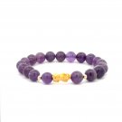 18K Gold Dragon Pixiu Piyao Lucky Charm Beads Bracelet Gemstones Amethyst 8mm 18K Gold Dragon Pixiu Piyao Lucky Charm Beads Bracelet Gemstones Amethyst 8mm