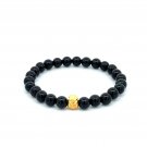 24K Yellow Gold Money Bag Lucky Bracelet Black Onyx Gemstones 6mm 24K Yellow Gold Money Bag Lucky Bracelet Black Onyx Gemstones 6mm