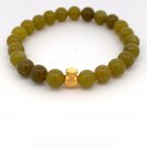 24K Gold Money Bag Lucky Charm Bracelet Gemstones Natural Olive Green Jade