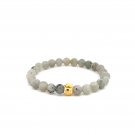 18K Gold Money Bag Charm Bracelet Natural Labradorite Gemstones 6mm 18K Gold Money Bag Charm Bracelet Natural Labradorite Gemstones 6mm