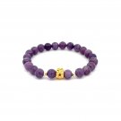 18K Gold Money Bag Lucky Charm Beads Bracelet Gemstones Natural Jade Lilac 6mm