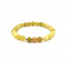 18K Gold Money Ball Lucky Charm Beads Bracelet Gemstones Lemon Jade 6mm
