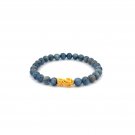 18K Gold Dragon Pixiu Piyao Lucky Charm Bracelet Gemstones Kyanite 6mm