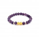 18K Gold Dragon Pixiu Piyao Lucky Charm Bracelet Gemstones Jade Lilac 6mm