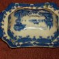 blue and white butter server