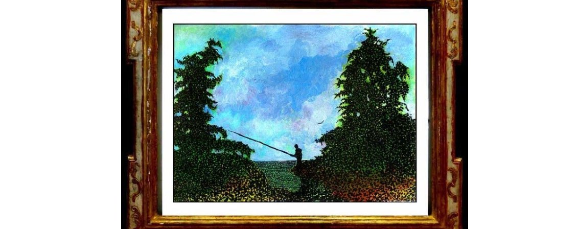New One Of A Kind Limited Edition Canvas Art "Fisherman's Day" (ships in 4 weeks)