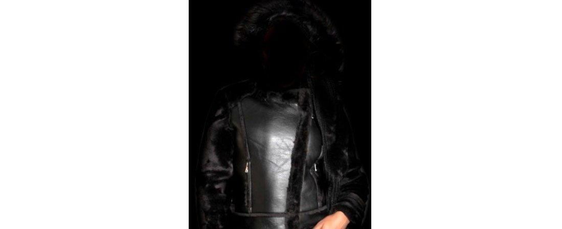 New Ladies' Shearling Hooded Moto Jacket, M