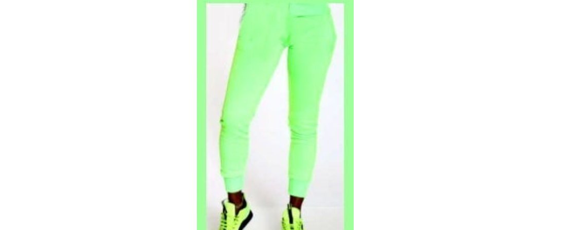 New Ladies' Warm Lime-Neon Fleece Pants Sweatpants, XL