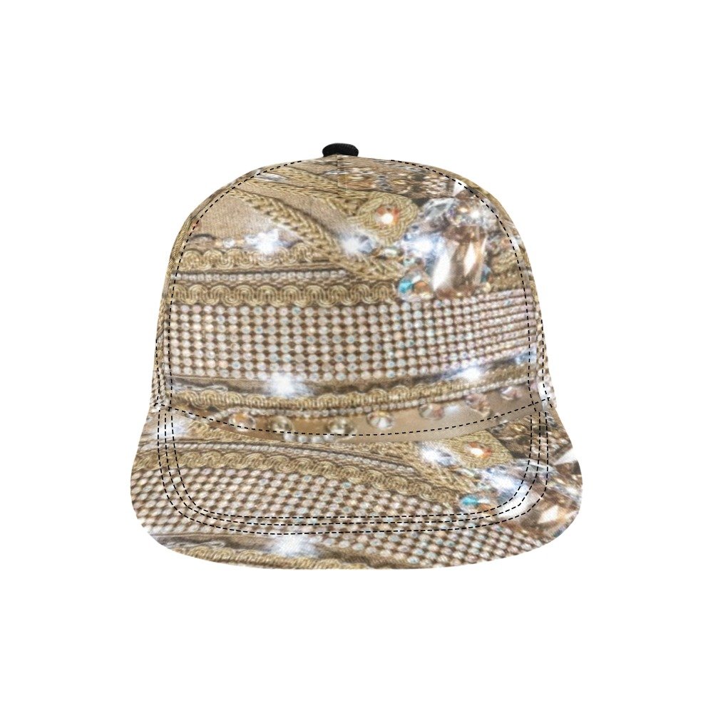 Beige Bling Printed Snapback Hat