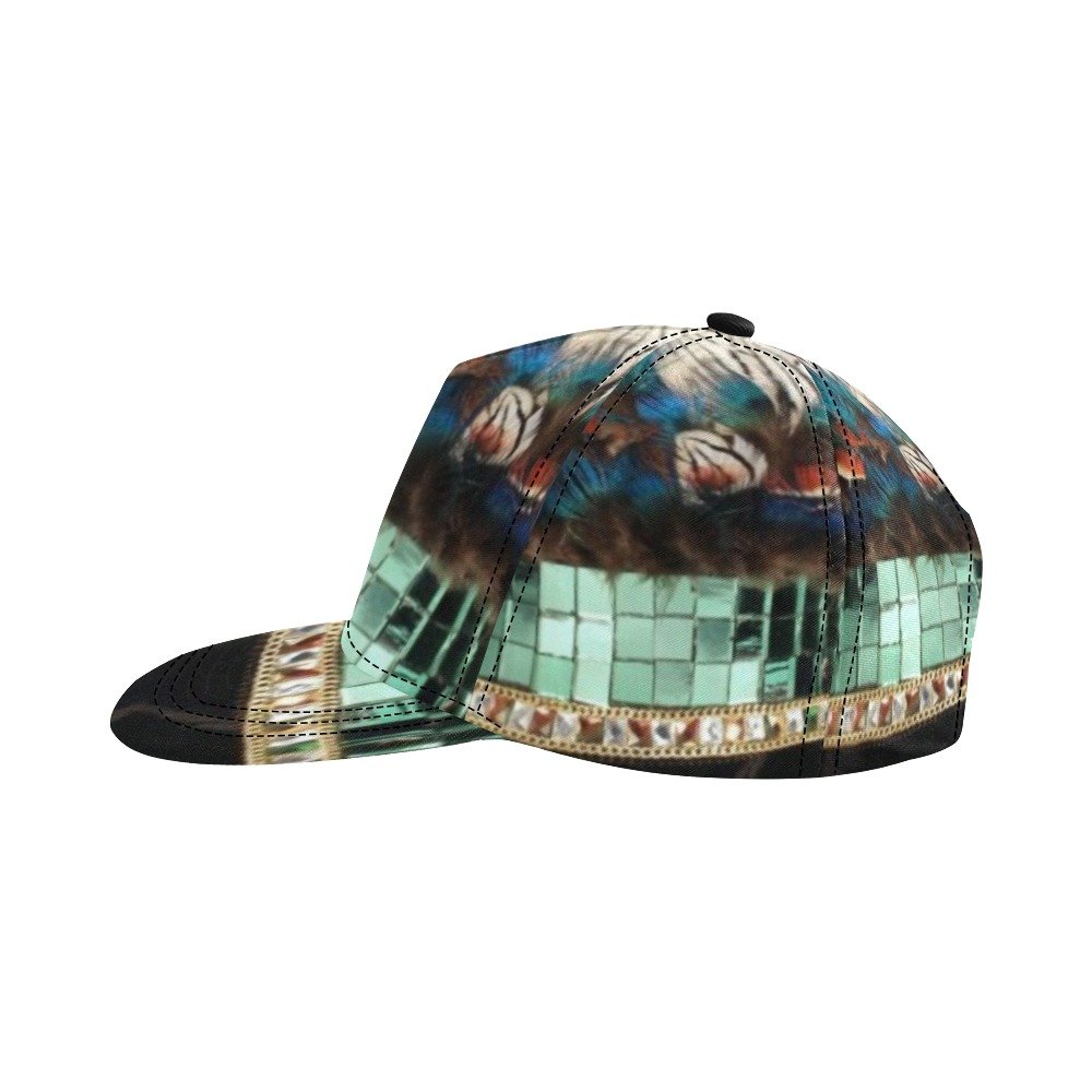 Mint Green Mirrored Tropical Feather Printed Snapback Hat