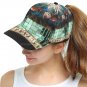 Mint Green Mirrored Tropical Feather Printed Snapback Hat