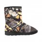 Grey Coin Trim Printed Winter Boots