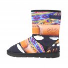 Orange and Purple Belted Printed Winter Snow Boots