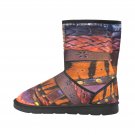 Orange Belted Printed Winter Snow Boots