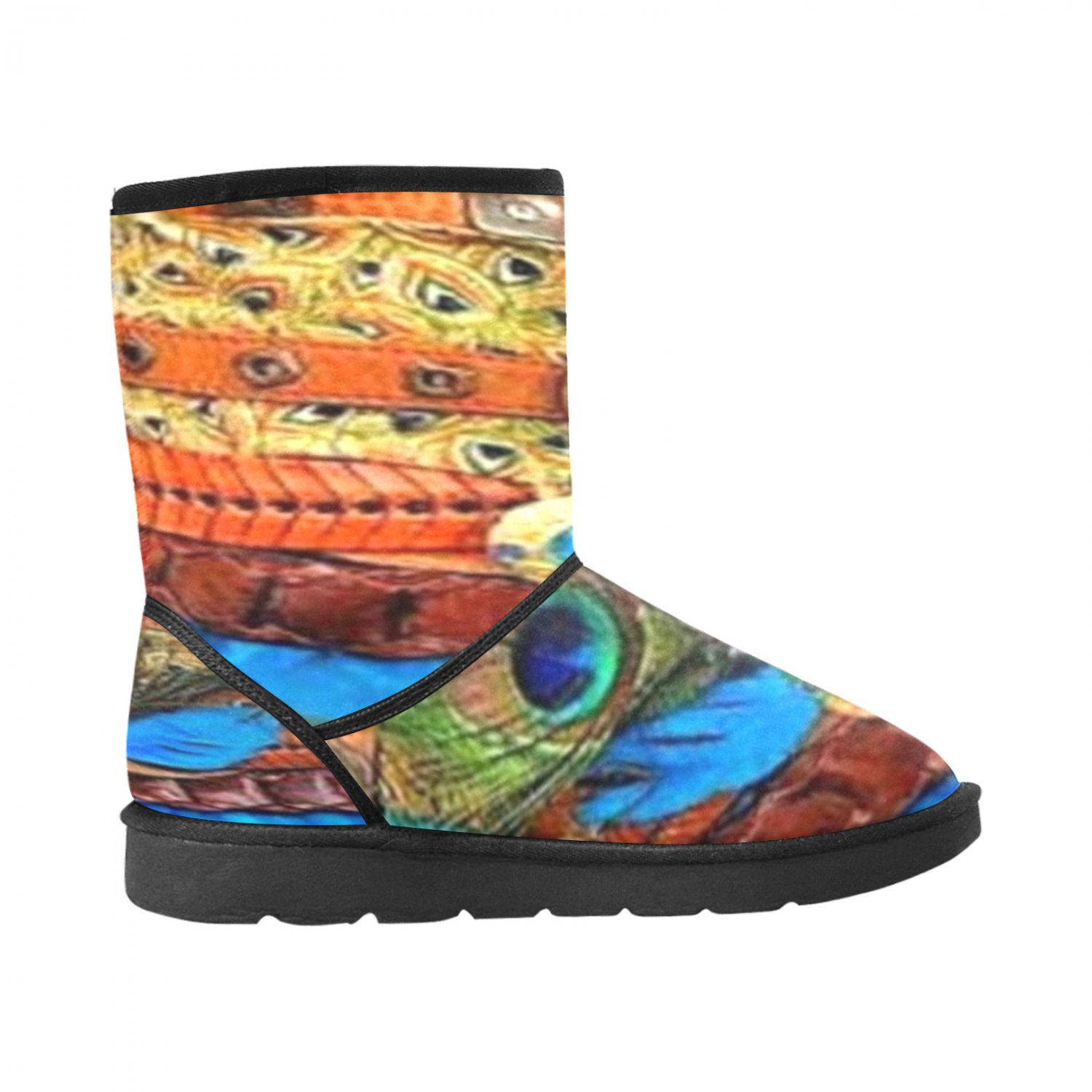 Rainbow Peacock Printed Winter Snow Boots