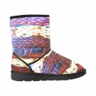 Red Knotted Macrame Printed Winter Snow Boots
