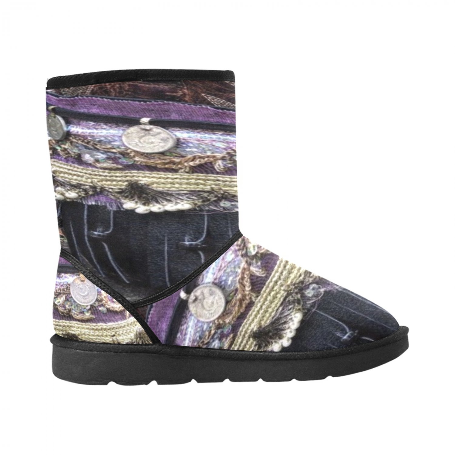 Violet Denim Boho Printed Winter Snow Boots