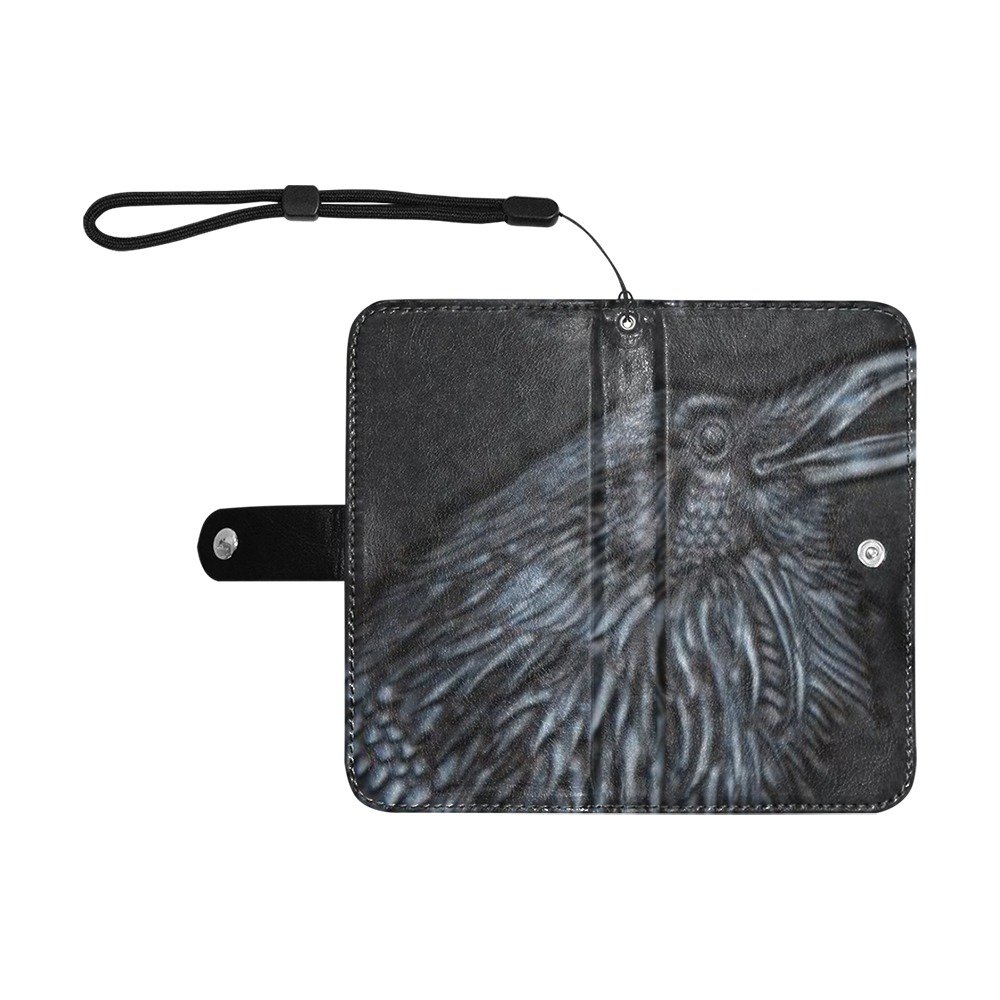Jet Black Raven Tooled Imitation Leather Wallet