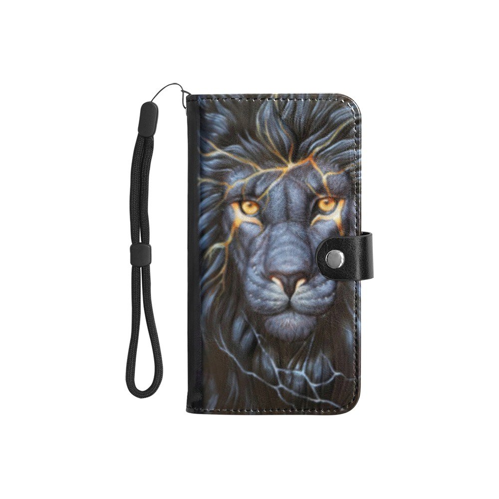 Lightning Black Electric Lion Tooled Imitation Leather Wallet