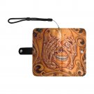 Skull in Hands Tooled Imitation Leather Wallet