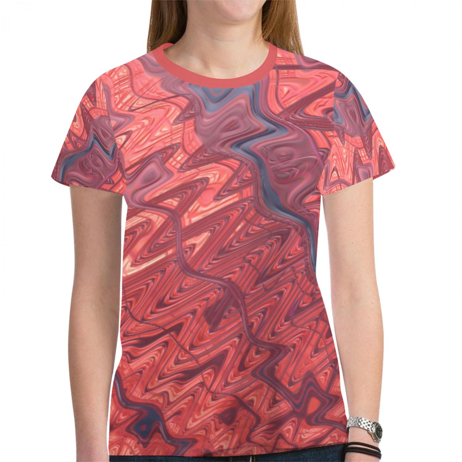 Red Abstract Wave T-shirt