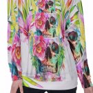 Tiki Skulls All-Over Print Women's Off-Shoulder Sweatshirt