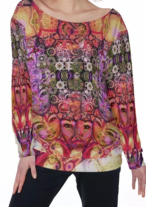Trip Tree Goddess All-Over Print Women's Off-Shoulder Sweatshirt