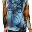 Turquoise Tiger All-Over Print Women's Off-Shoulder Sweatshirt
