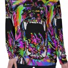 Bear Mouth Rainbow All-Over Print Women's Off-Shoulder Sweatshirt