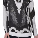 Black Geometric Wolf All-Over Print Women's Off-Shoulder Sweatshirt