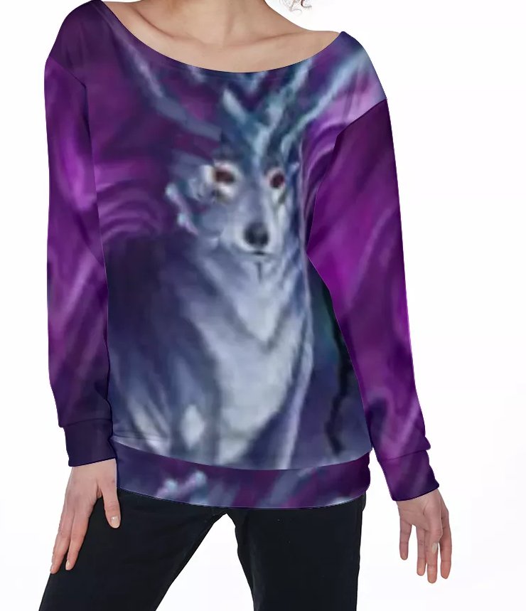 Cosmic Wolf All-Over Print Women's Off-Shoulder Sweatshirt